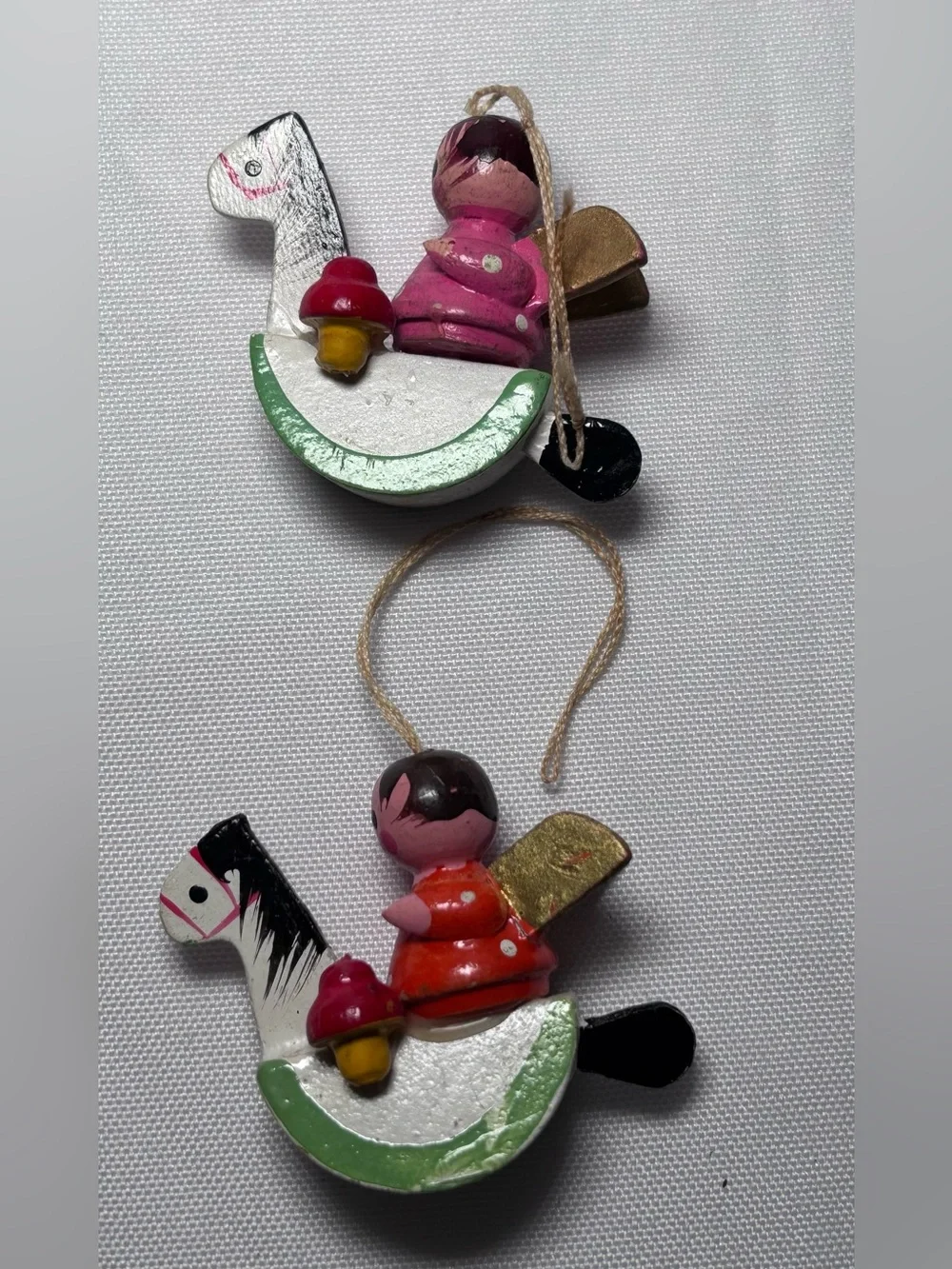 Vintage Hand Painted Wooden Angel Ornaments